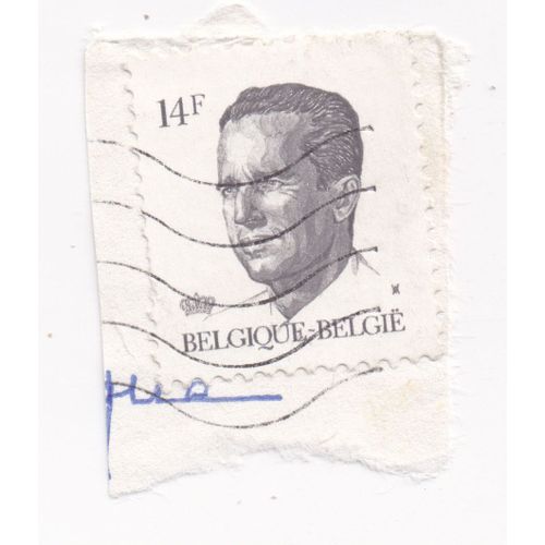 Timbre Belgique, België : Roi Baudouin 1er, Sepia, 14 Francs Belges