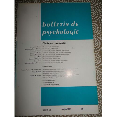 Bulletin De Psychologie Charisme Et Democratie 459