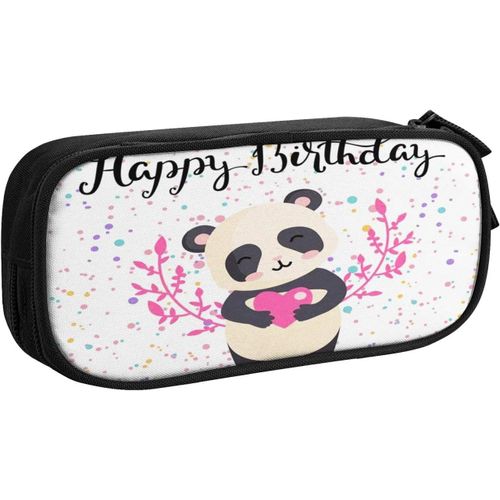 Trousse Happy Birthday Panda, Grande Capacité Grande Pochette Porte-Stylo
