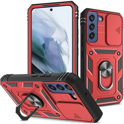 Star-O13451 Compatible avec Coque Samsung S22 Antichoc Anti-Rayures Housse avec Cache Camera Etui Samsung Galaxy S22 Protection Case (Samsung S22, Rouge)O13451