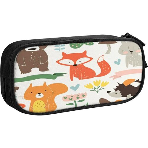 Trousse À Crayons Animaux Dessin Animé Mignon Hérisson Oiseau, Grande Capacité Grande Pochette Porte-Stylo