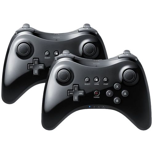 2PCS Manette de jeu U Pro sans Fil Bluetooth - Contrôleur Joystick de Jeux pour Nintendo Wii U (Noir)