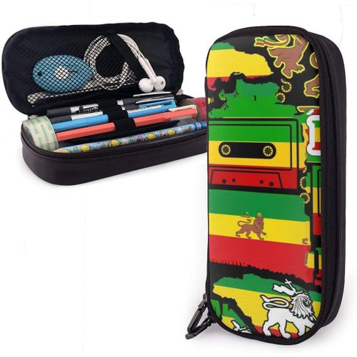 Trousse ¿¿ Crayons Rastafarian Reggae Rasta Style Camo Camouflage Big Pen Bag Double Zippers Pencil Case Grande Capacit¿¿