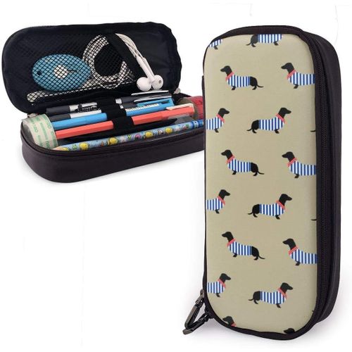 Trousse ¿¿ Crayons En Cuir Motif Chien Teckel Trousse ¿¿ Crayons Pochette ¿¿ Crayons Dr?Le Sac ¿¿ Crayons L¿¿Ger Pour Filles