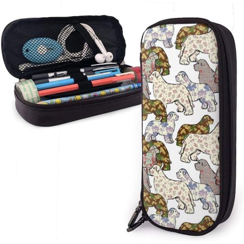 Organisateur Papeterie Sac Chiens Motifs Floral Chien De Terre-Neuve Trousse ¿¿ Crayons En Cuir ¿¿Tanche Trousse ¿¿ Crayons