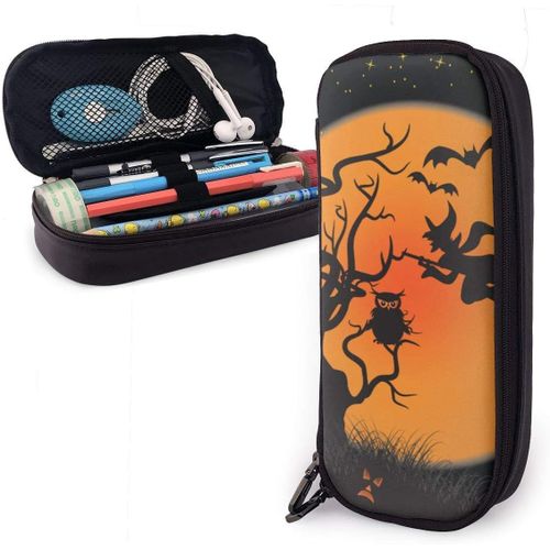 Sac De Papeterie Organisateur Halloween Sorci¿¿Res Citrouilles Chauves-Souris Hibou Lune Sac ¿¿ Crayons Grande Capacit¿¿ Grand S