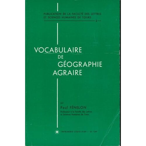 Vocabulaire De Géographie Agraire