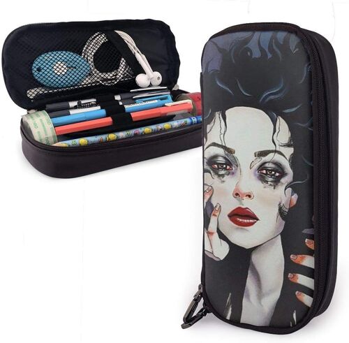 Trousse ¿¿ Crayons Goth Gothique Fumeur Fille Pochette ¿¿ Crayons Grande Capacit¿¿ Trousse ¿¿ Crayons En Cuir Grande Capacit¿¿ Gra