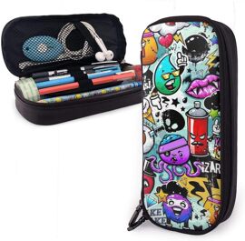 Trousse ¿¿ Crayons Dessin Anim¿¿ Organisateur Sac De Papeterie ¿¿Tui ¿¿ Crayons En Cuir Imperm¿¿Able ¿¿ Glissi¿¿Re Grand Sac ¿¿ Stylo