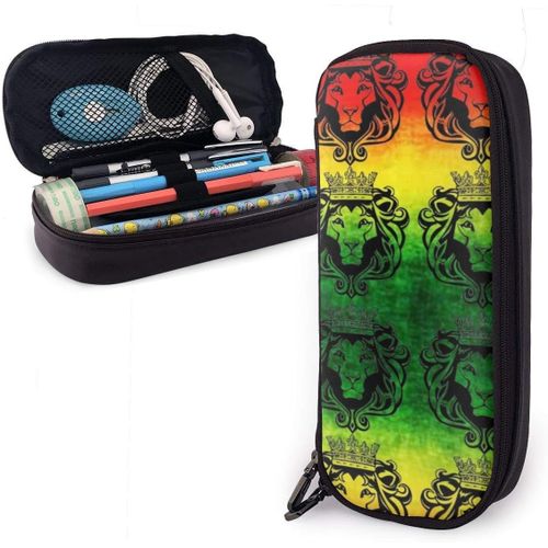 Trousse ¿¿ Crayons Rasta Lion Cool Trousse ¿¿ Crayons En Cuir L¿¿Ger Compartiments Trousse ¿¿ Crayons Pour Coll¿¿Ge Fournitures Sc