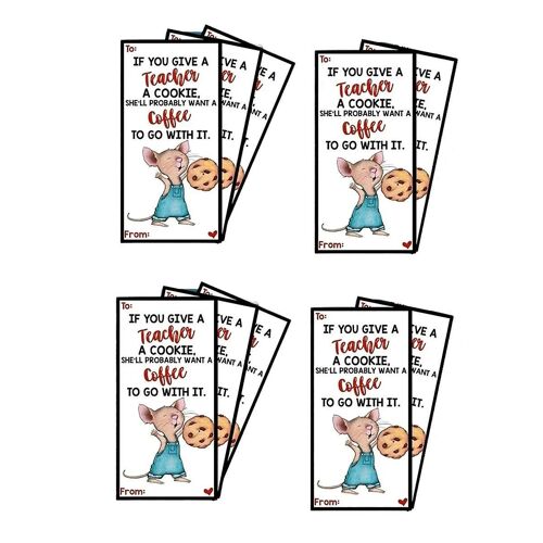 Carte de voeux d'appréciation pour l'enseignant,Si vous donnez à votre enseignant un livre de biscuits,Cartes avec une appréciation unique B