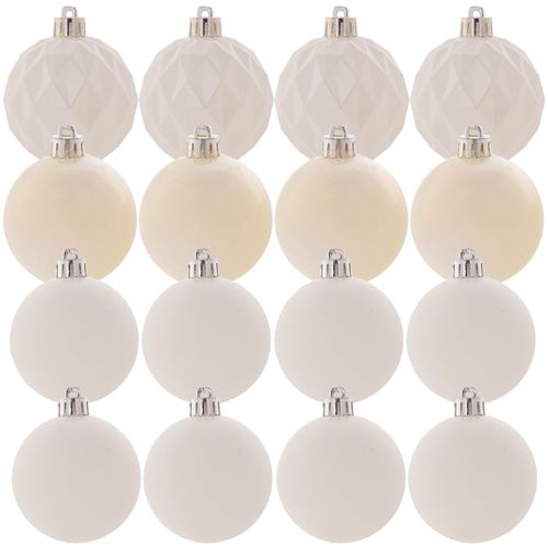 KADAX Lot de boules de Noël 16 pièces 6 cm Blanc