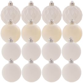 KADAX Lot de boules de Noël 16 pièces 6 cm Blanc