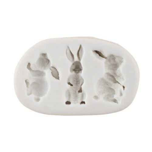 Moule À Gâteau En Silicone 3d Pâques Trois Lapins Décoration Moule Chocolat Fondant Outil De Cuisson Maison Fournitures De Cuisine