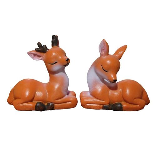 Mignon Dessin Animé Fauve Figurines Miniatures Cerf Pendentif Figure Voiture Tableau De Bord Console Centre Ornements Cadeau Jouet Conduite Décor