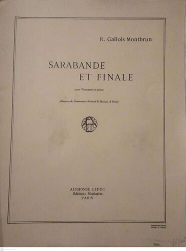 R. Gallois Montbrun Sarabande Et Finale Partitions