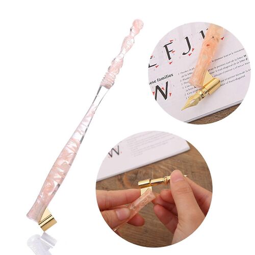 Calligraphie Dip Pen Holder Porte-Stylo En Résine Bride Métallique Réglable Pour Mariage