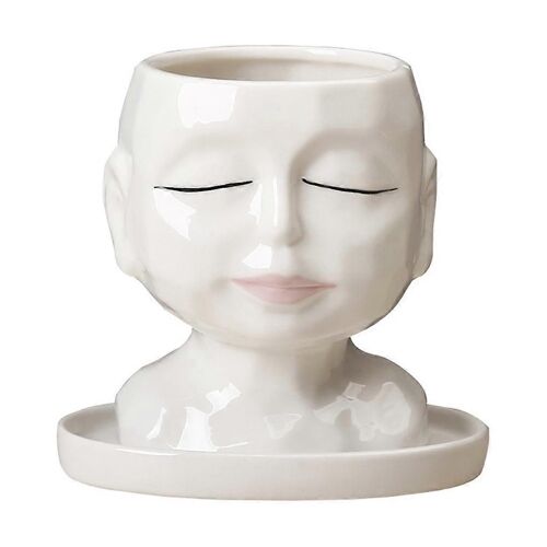 Face pour la tête Design succulentes Pot de plante avec trou de drainage Intérieur Extérieur Cactus en céramique Planter Pot de fleurs