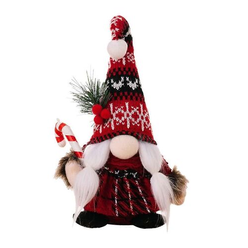 Peluche fait à la main Poupée debout Table d'hiver Ornement Décoration intérieure Cadeau, Chapeau Long