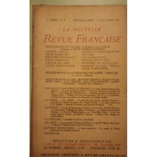 Nouvelle Revue Française Septembre 1921 N°96