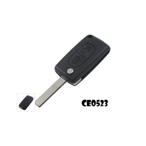 Coque Cle Telecommande Plip Peugeot 308 - 807 - 5008 - Bipper - Partner - Expert Tepee 2 Boutons Ce0523 + Cle Vierge Avec Rainure