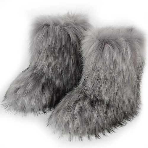 Evago Cadeau De Noël Femmes Faux Raton Laveur Fourrure Bottes Pour L'hiver Multicolores Bottes De Neige Doublure Chaude-Gris Clair-Adulte-Taille 40-Mâle