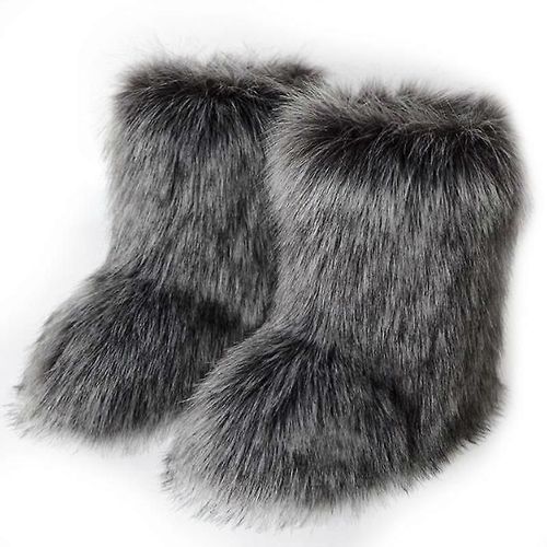 Evago Cadeau De Noël Femmes Faux Raton Laveur Fourrure Bottes Pour L'hiver Multicolores Bottes De Neige Doublure Chaude-Gris Foncé-Adulte-Taille 40-Mâle