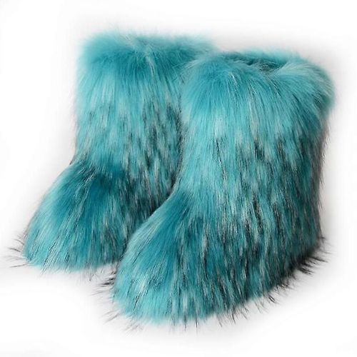 Evago Cadeau De Noël Femmes Faux Raton Laveur Fourrure Bottes Pour L'hiver Multicolores Bottes De Neige Doublure Chaude-Bleu-Adulte-Taille 38-Mâle