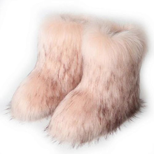 Evago Cadeau De Noël Femmes Faux Raton Laveur Fourrure Bottes Pour L'hiver Multicolores Bottes De Neige Doublure Chaude-Rose-Adulte-Taille 36-Mâle