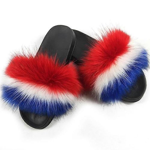 Evago Fourrure Diapositives Pour Femmes Diapositives Fuzzy Sandales Maison Pelucheux Chaussons Doux Plat Pour Intérieur Extérieur Plume Glisser On-1-Adulte-Taille 44-45-Femme