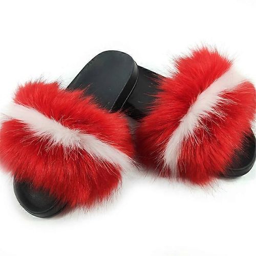 Evago Fourrure Diapositives Pour Femmes Diapositives Fuzzy Sandales Maison Pelucheux Chaussons Doux Plat Pour Intérieur Extérieur Plume Glisser On-4-Adulte-Taille 40-41-Femme