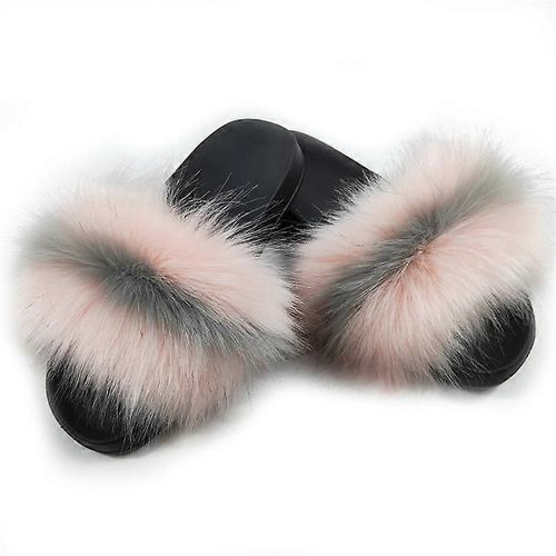 Evago Fourrure Diapositives Pour Femmes Diapositives Fuzzy Sandales Maison Pelucheux Chaussons Doux Plat Pour Intérieur Extérieur Plume Glisser On-3-Adulte-Taille 40-41-Femme