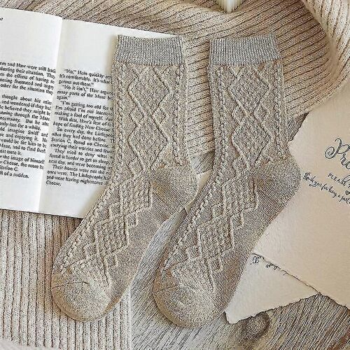 Chaussettes D'hiver En Cachemire Pour Femme, Chaussettes Solides, Style Japonais, Harajuku, Rétro, Longues, Thermostreetwear, Équipage-Enfants-Beige-Femme