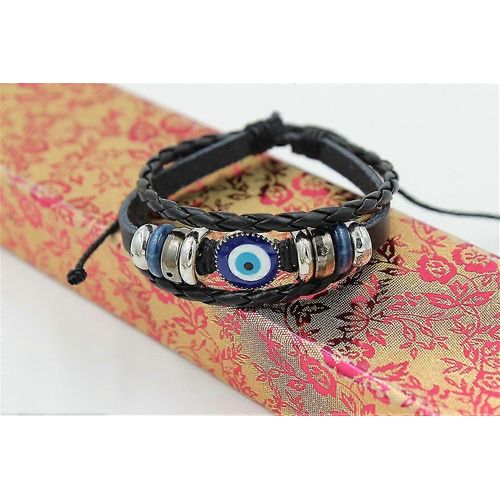 Bracelet Shxx En Cuir Tressé, Cordon Tressé, Multi-Rangs, Perles ?Il-De-Chat, Xq-Ps200