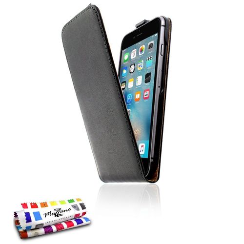 Etui A Rabat Iphone 6 6s Plus (5"5) " Open Flip " Noir Cuir Similu (Pu) Business Design (B26)
