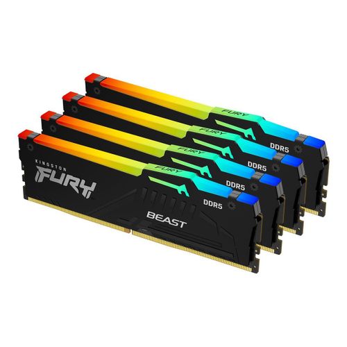 Kingston FURY Beast - DDR5 - kit - 128 Go: 4 x 32 Go - DIMM 288 broches - 5200 MT/s / PC5-41600 - CL40 - 1.25 V - on-die ECC