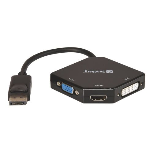 Sandberg Adapter DP>HDMI+DVI+VGA - Convertisseur vidéo - DisplayPort - DVI, HDMI, VGA
