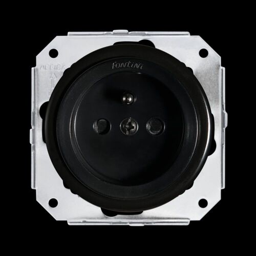 Prise 2 pôles + terre 16A Fontini Garby Porcelaine noire carrée