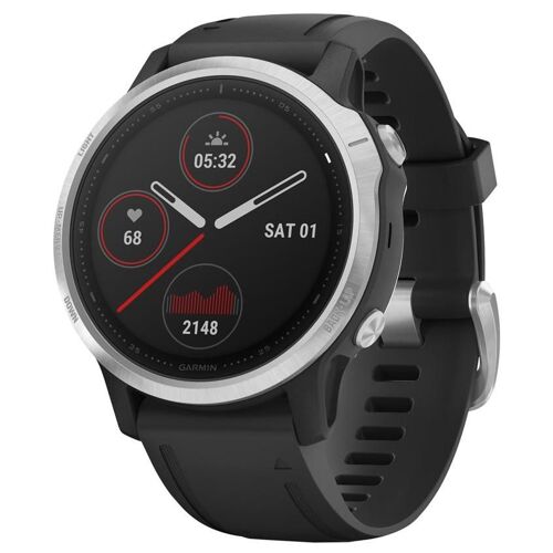 Garmin fenix 6S - Argent - montre de sport avec bracelet - silicone - noir - affichage 1.2" - Bluetooth, ANT+ - 41 g