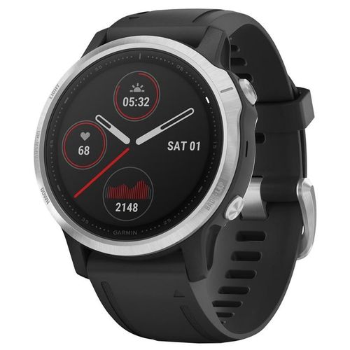 Garmin fenix 6S - Argent - montre de sport avec bracelet - silicone - noir - affichage 1.2" - Bluetooth, ANT+ - 41 g