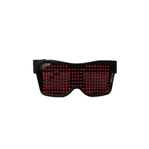 Lunettes LED, Bluetooth APP Connecté LED Affichage Lunettes Intelligentes USB Rechargeable DIY Funky Lunettes pour Party Club DJ Halloween Noël (Texte, Graff-rouge