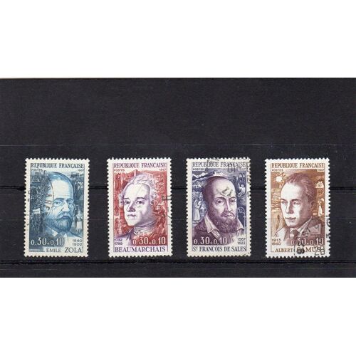Timbres-Poste De France (Célébrités : Zola, Beaumarchais, Saint François De Sales, Camus)