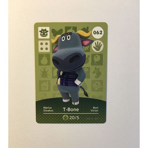 Carte Amiibo Animal Crossing (Happy Home Designer & Welcome Amiibo) Série 1 N°62 : Steakos