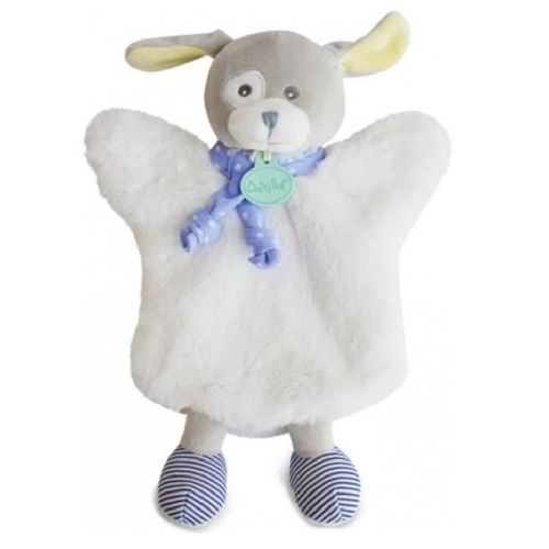 Doudou Chien Marionnette Blanc Baby Nat Peluches Les Douillettes Babynat Jouet Bebe