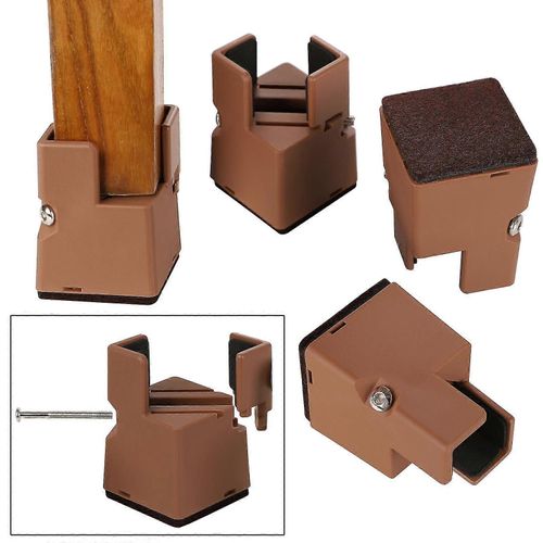 Meubles Réglables Risers Fournitures Pour La Maison Coussinets De Pied De Lit 4 Pièces Durables Créatifs Robustes Avec Pince À Vis-Marron-5cm