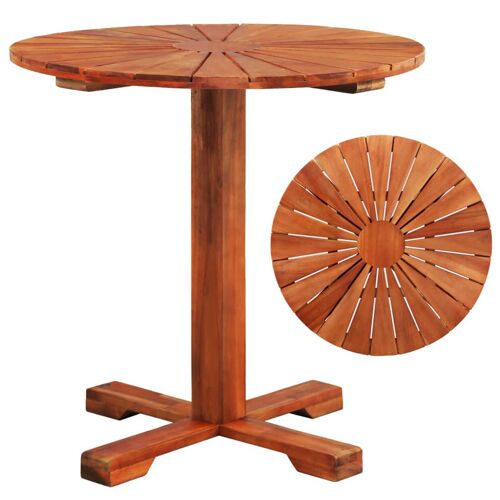 Table De Bistrot 70x70 Cm En Bois D'acacia Massif Avec Piédestal, Résistante Auxintempéries