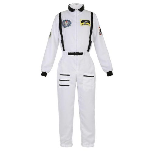 Costume D'astronaute, Combinaison Spatiale Pour Adultes, Costumes De Cosplay, Fermeture Éclair, Costume D'halloween, Combinaison De Vol Pour Couple, Uniforme Grande Taille-Blanc Pour Femme-Adulte-S-Male