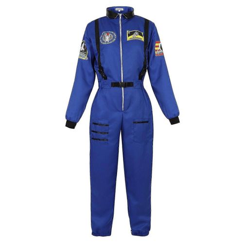 Costume D'astronaute, Combinaison Spatiale Pour Adultes, Costumes De Cosplay, Fermeture Éclair, Costume D'halloween, Combinaison De Vol Pour Couple, Uniforme Grande Taille-Bleu Pour Femme-Adulte-Xxxl-Mâle