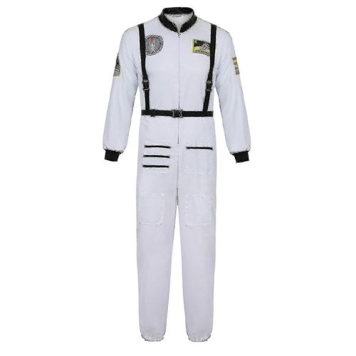 Costume D'astronaute, Combinaison Spatiale Pour Adultes, Costumes De Cosplay, Fermeture Éclair, Costume D'halloween, Combinaison De Vol Pour Couple, Uniforme Grande Taille-Blanc Pour Les Hommes-Adulte-Xxxl-Mâle
