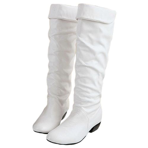 Femmes Hiver Bottes Longues Genou Bottes Hautes Plate-Forme Chunky Block Heeled Bottes Pour Party Work Date Mariage-Blanc-Kids-42-Femelle